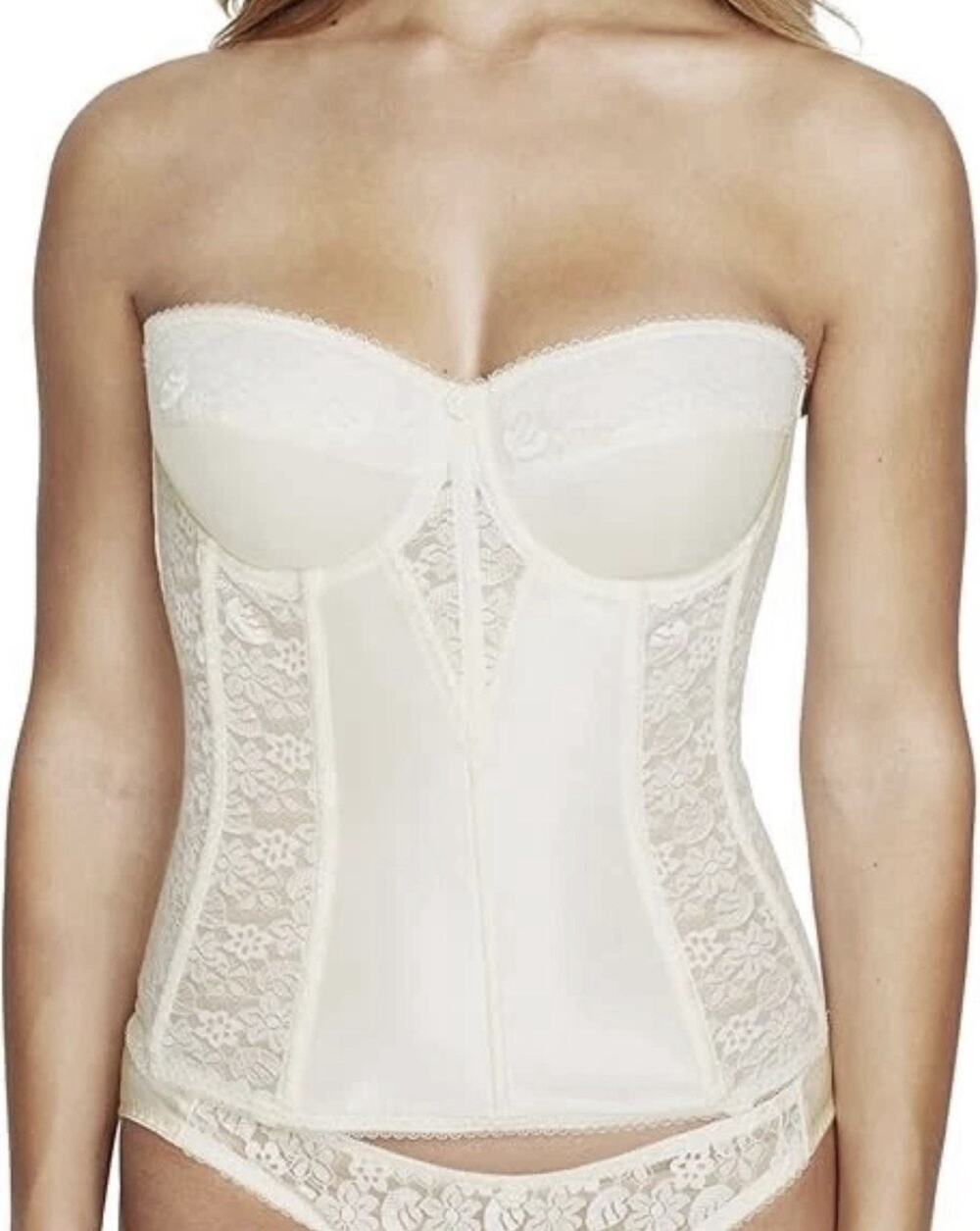Dominique Women 8949 Lace Strapless Bridal Bustier Corset Bra Ivory Size 36DD